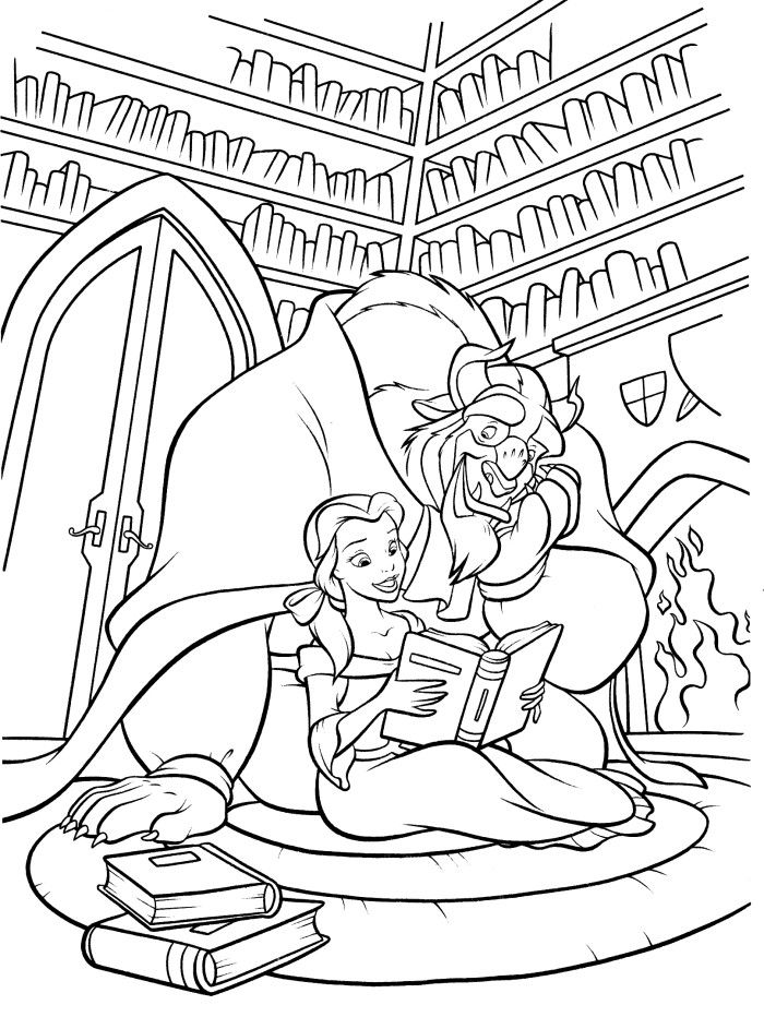 beauty and the beast christmas coloring pages