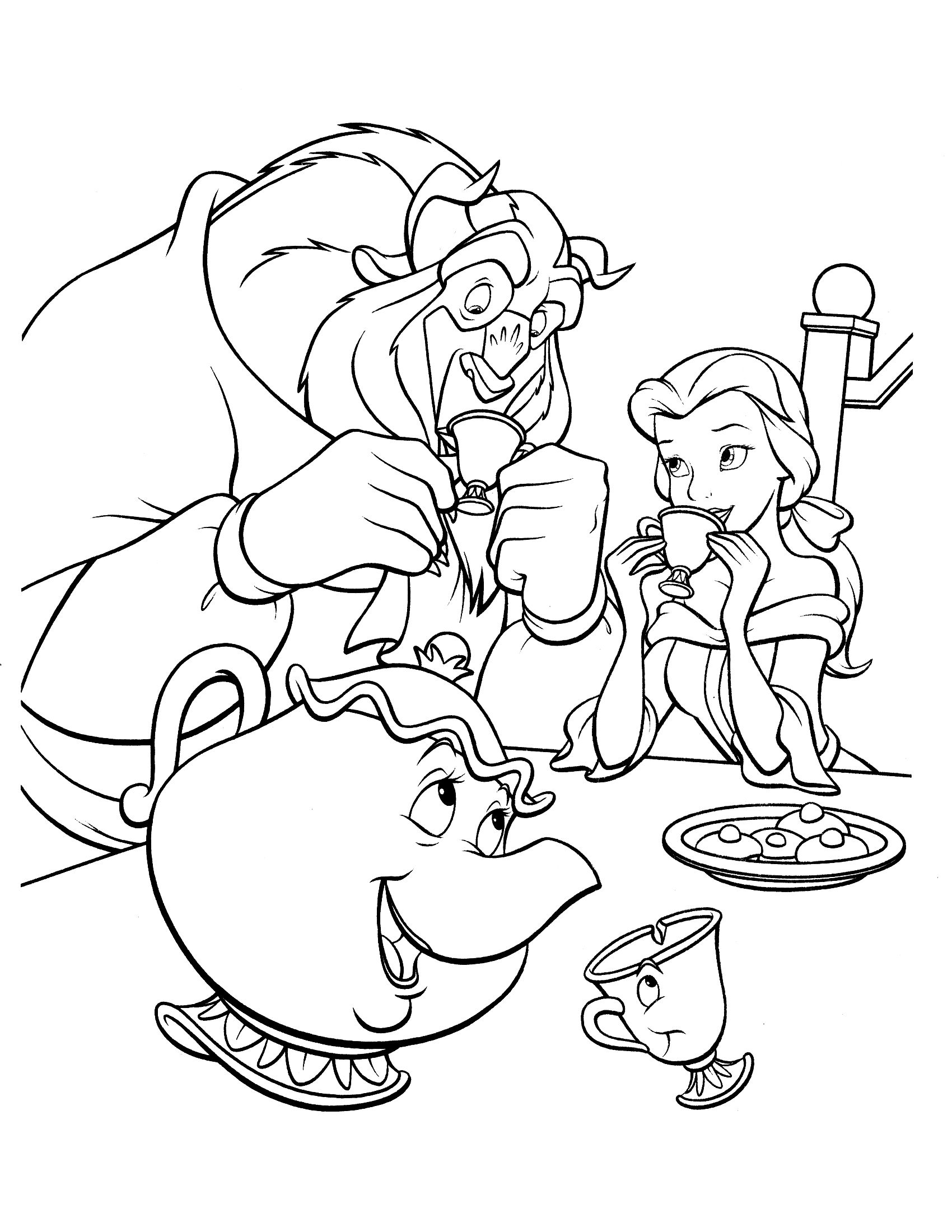 beauty and the beast coloring pages free