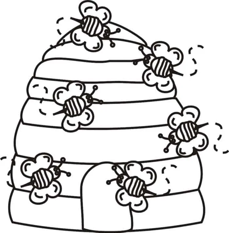 coloring pages for kids bee hive