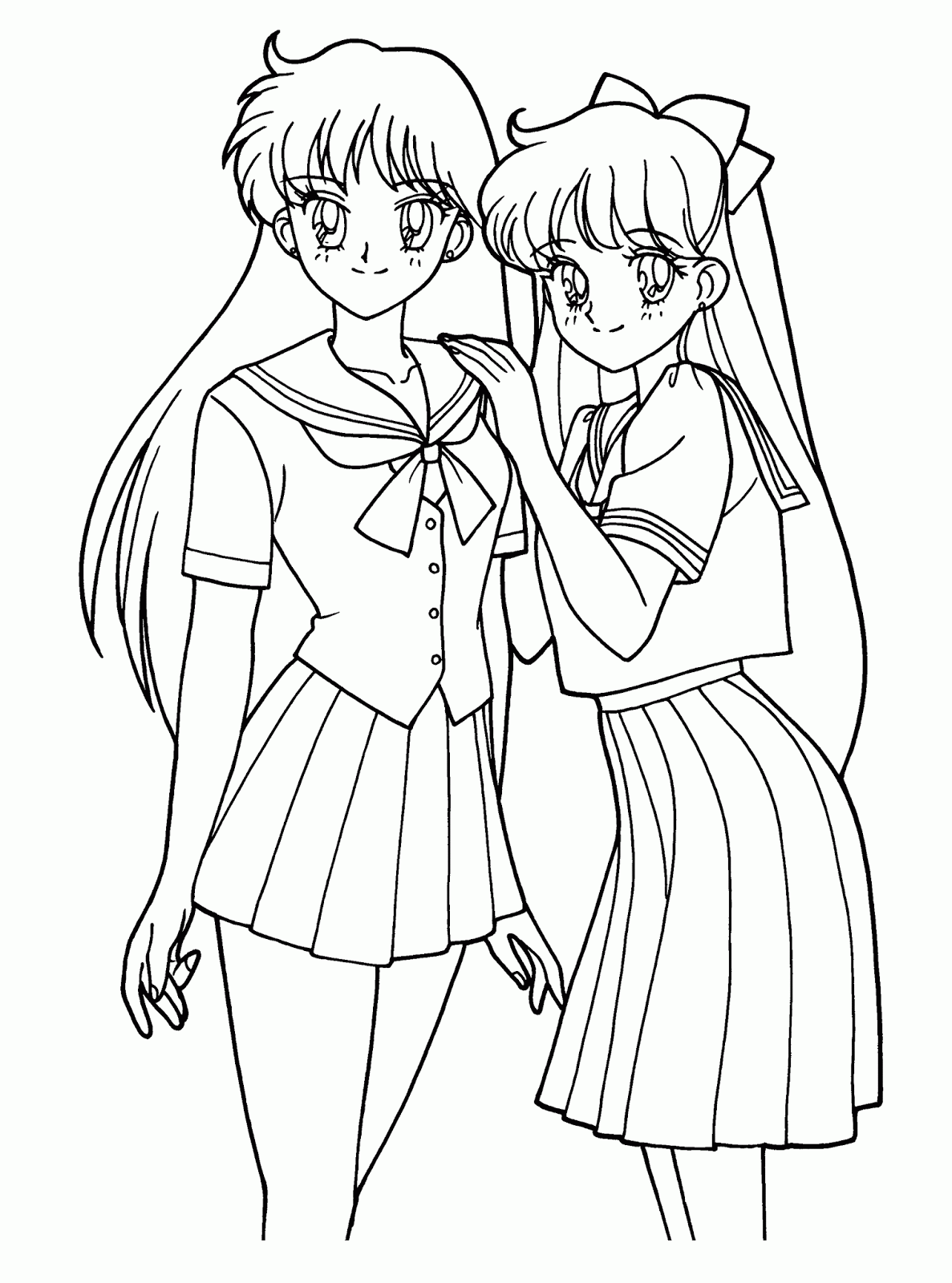anime school girl coloring pages