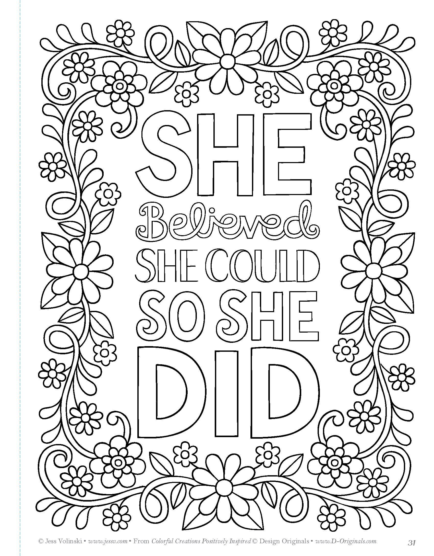 inspirational quote coloring pages for adults