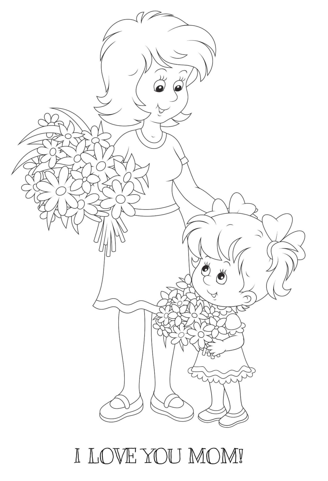 mom and daughter coloring pages