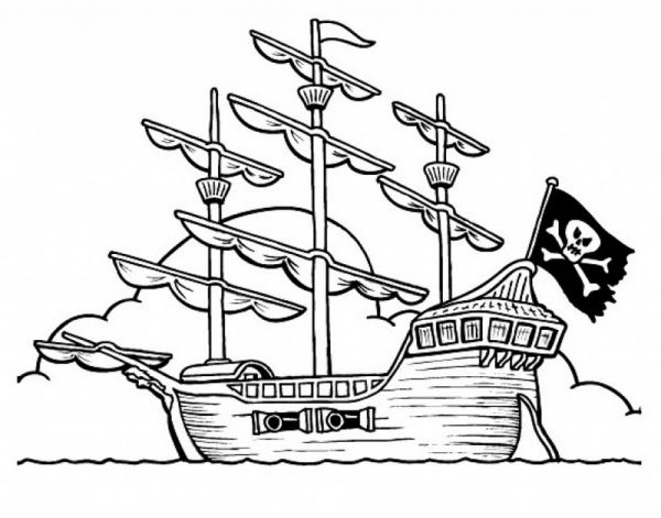 best pirate ship coloring page for children