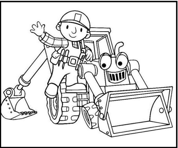 bob the builder coloring bob and his machines colouring page