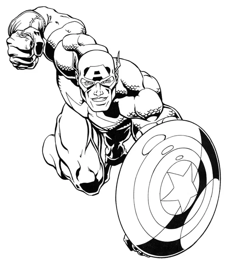 realistic captain america coloring page