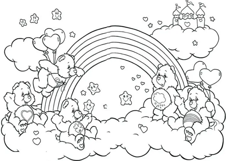 care bear rainbow coloring pages