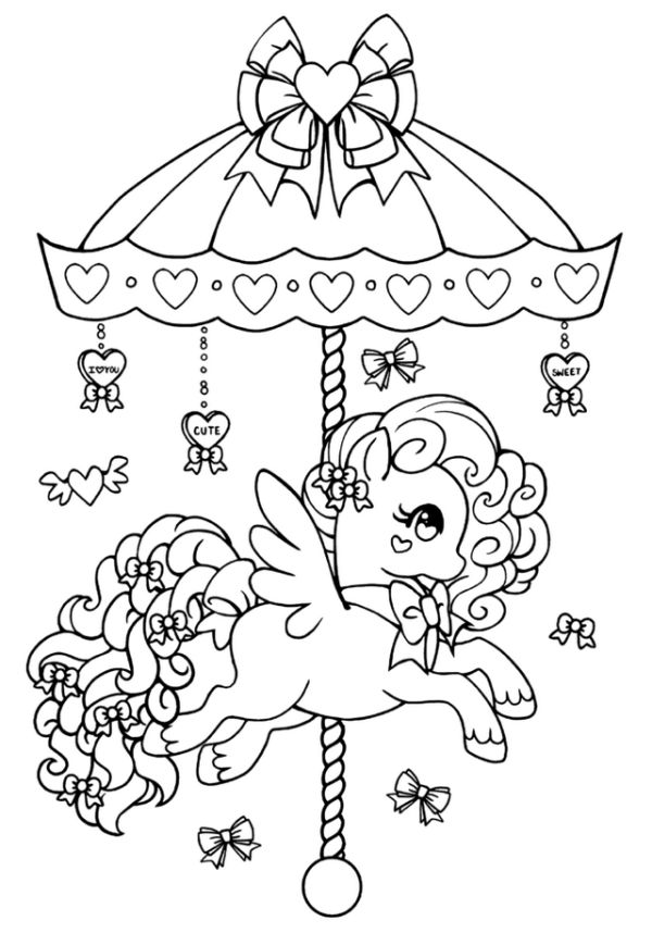 carousel my little pony coloring sheet for children