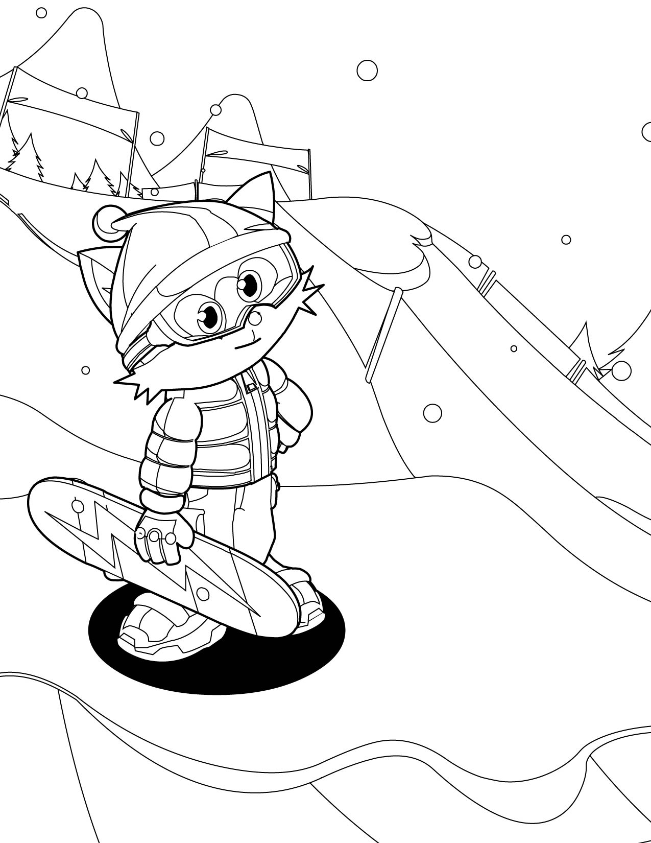 cartoon snowboarding coloring pages