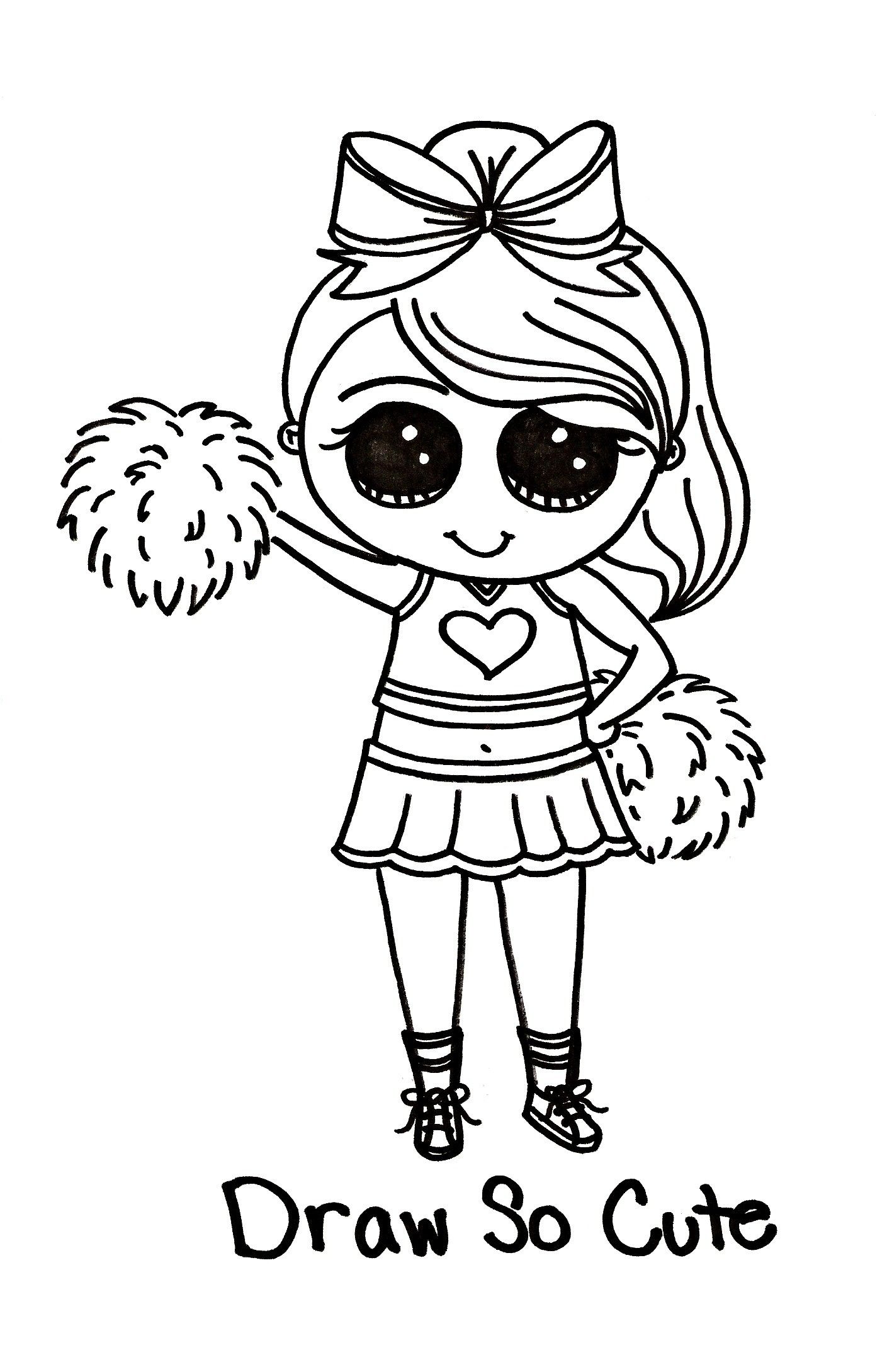 draw so cute chibi cheerleader coloring pages