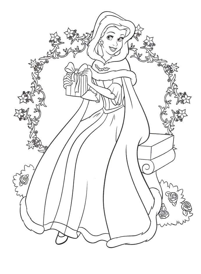 christmas disney princess coloring pages