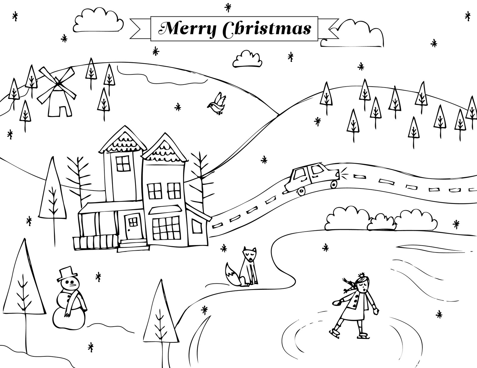 christmas winter coloring pages