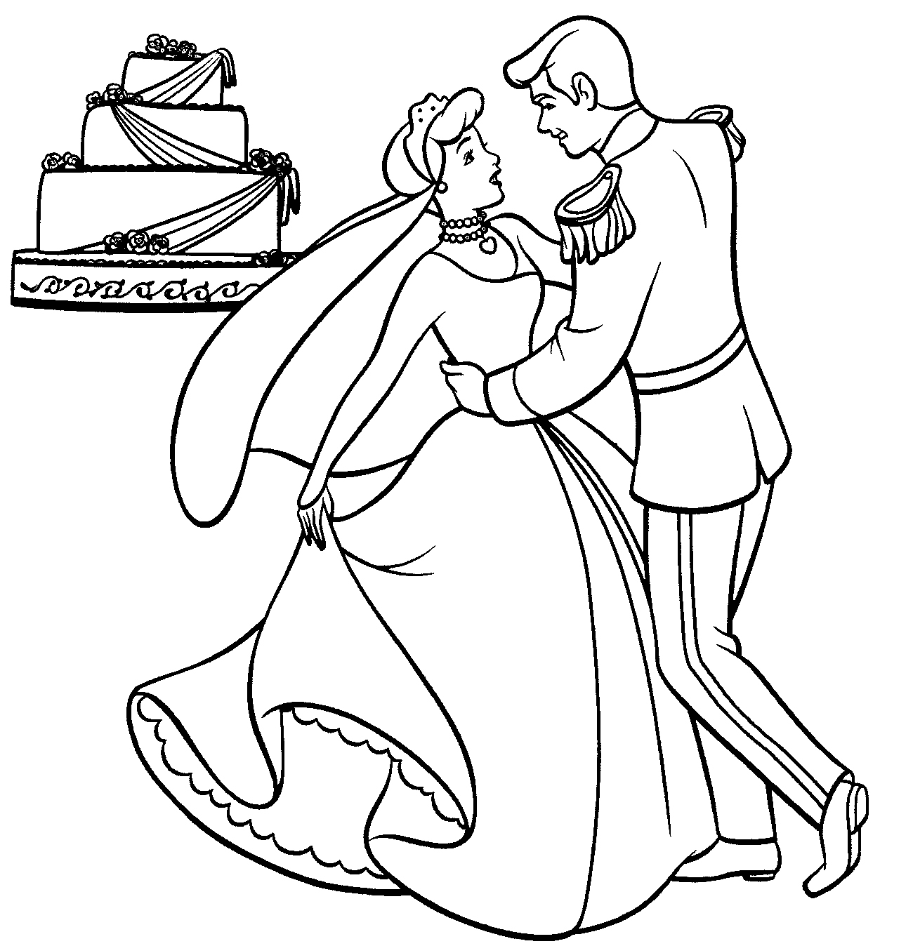 cinderella wedding coloring pages