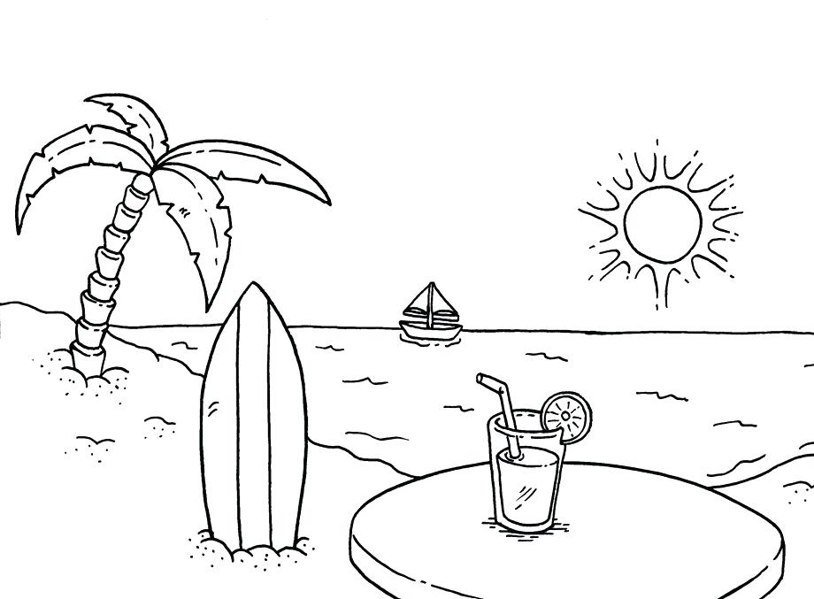 coloring book pages beach