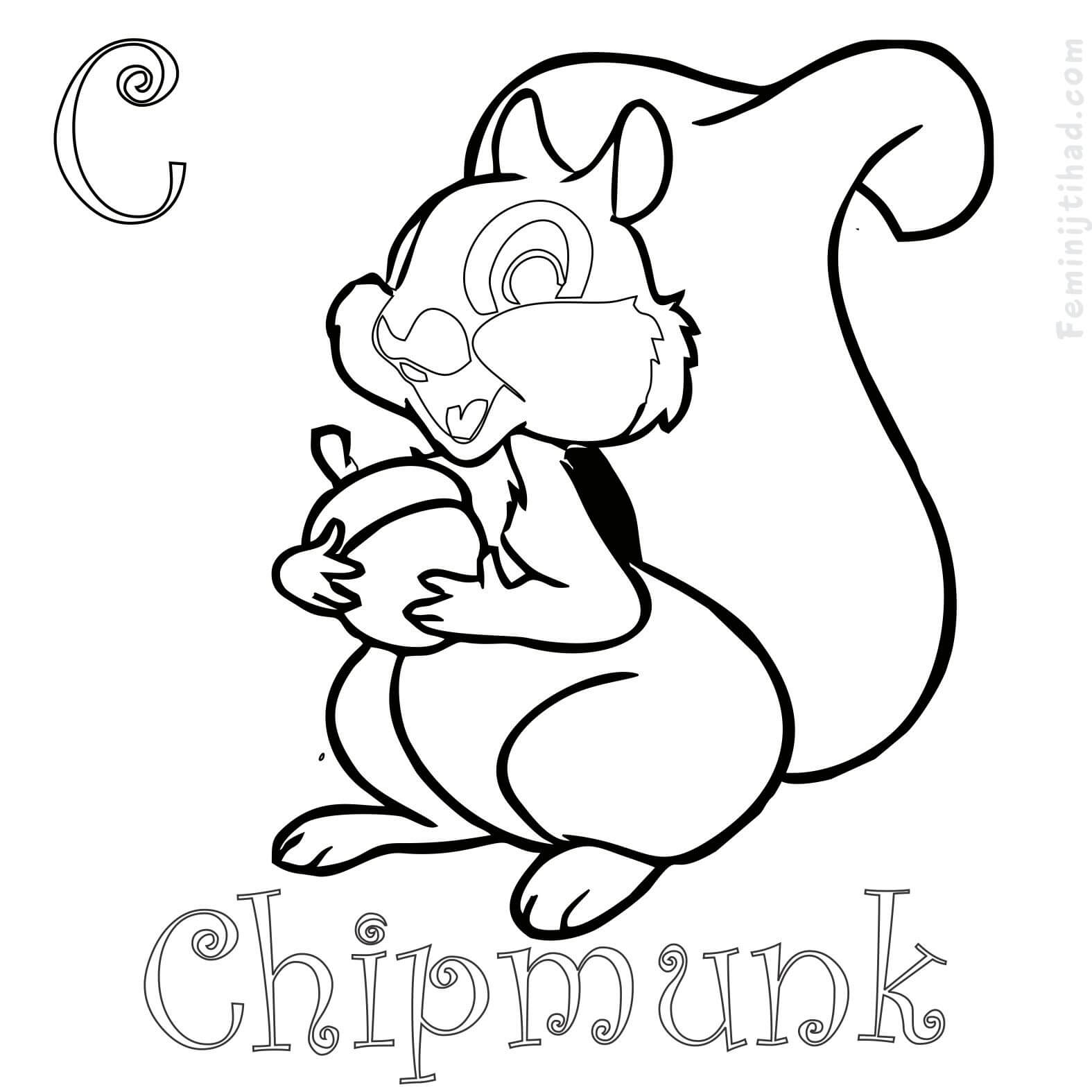 coloring page of a chipmunk