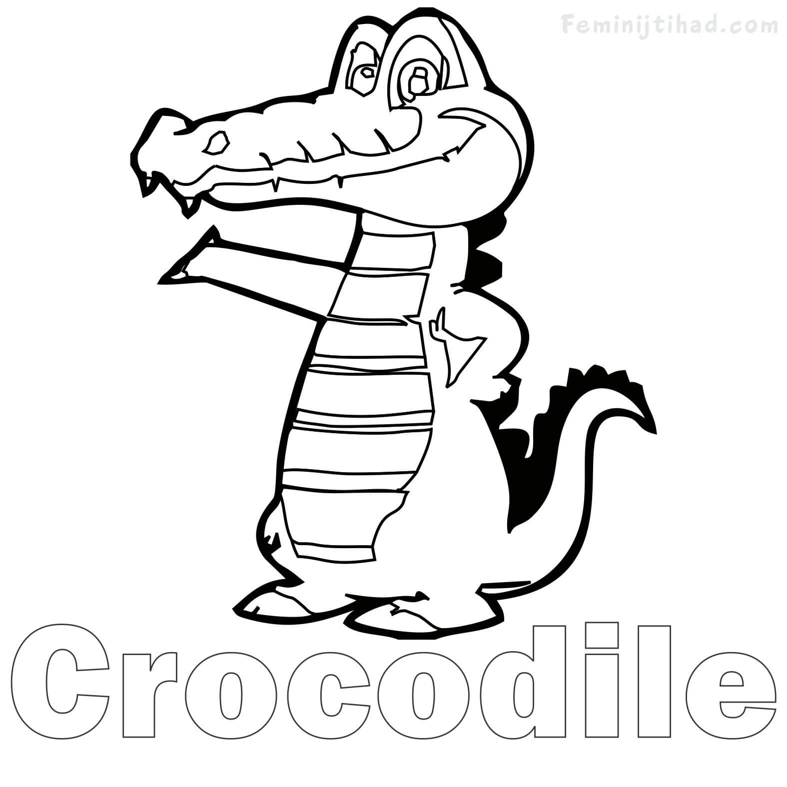 coloring page of a crocodile