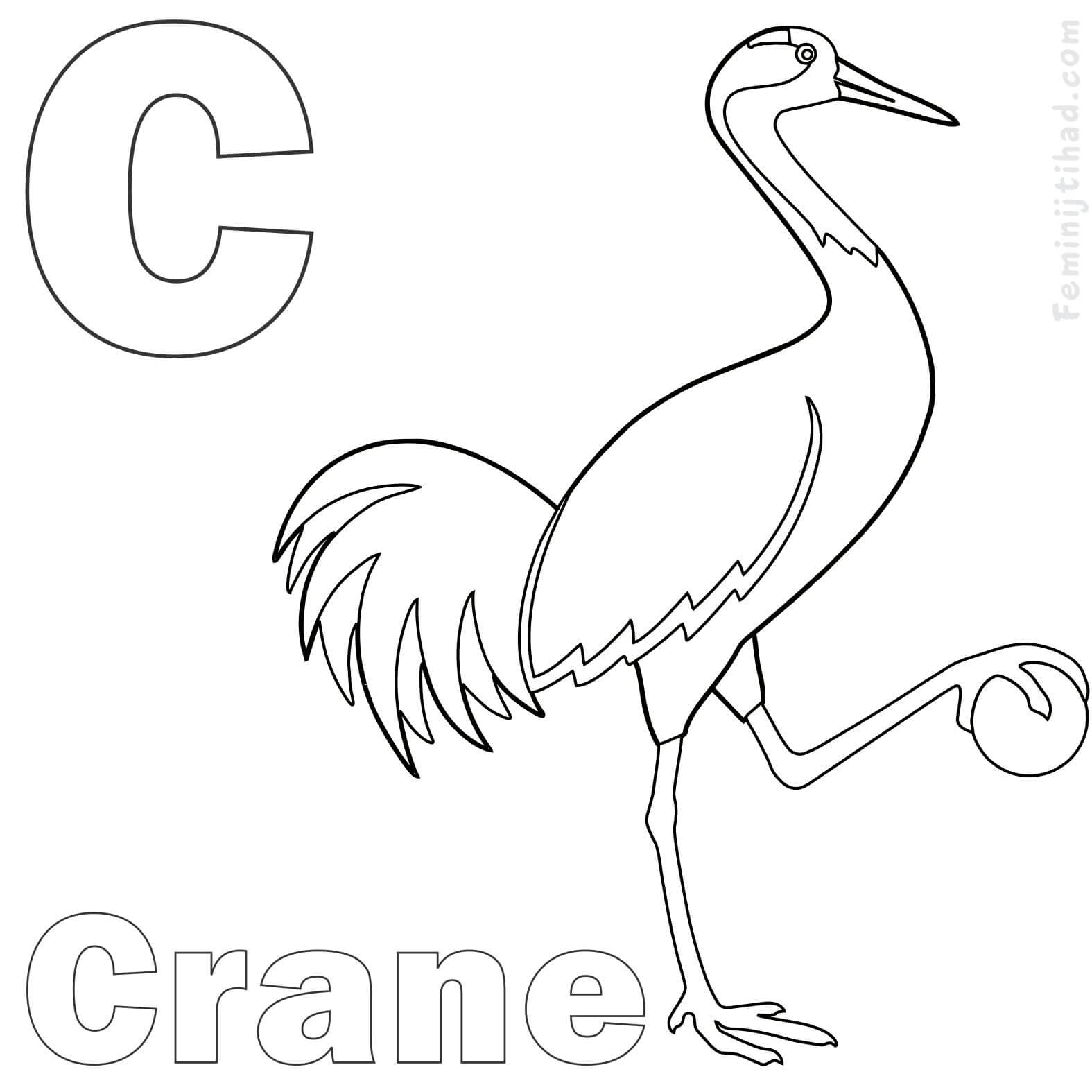 coloring pages of a crane