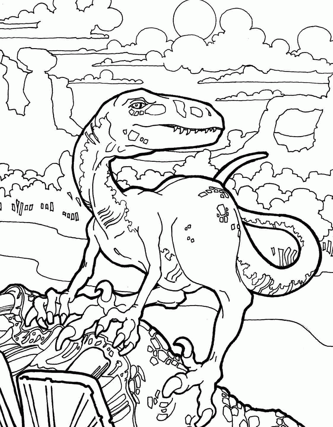 jurassic park velociraptor coloring pages