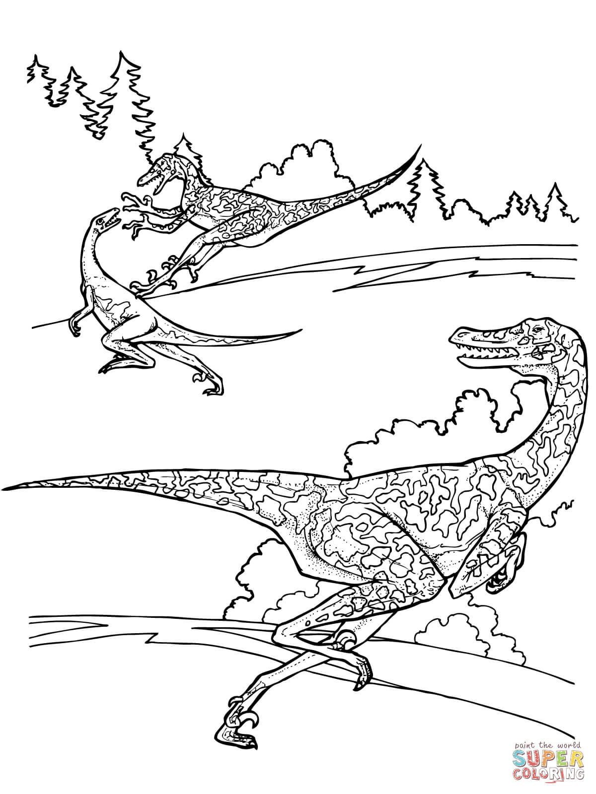 velociraptor colouring in pages