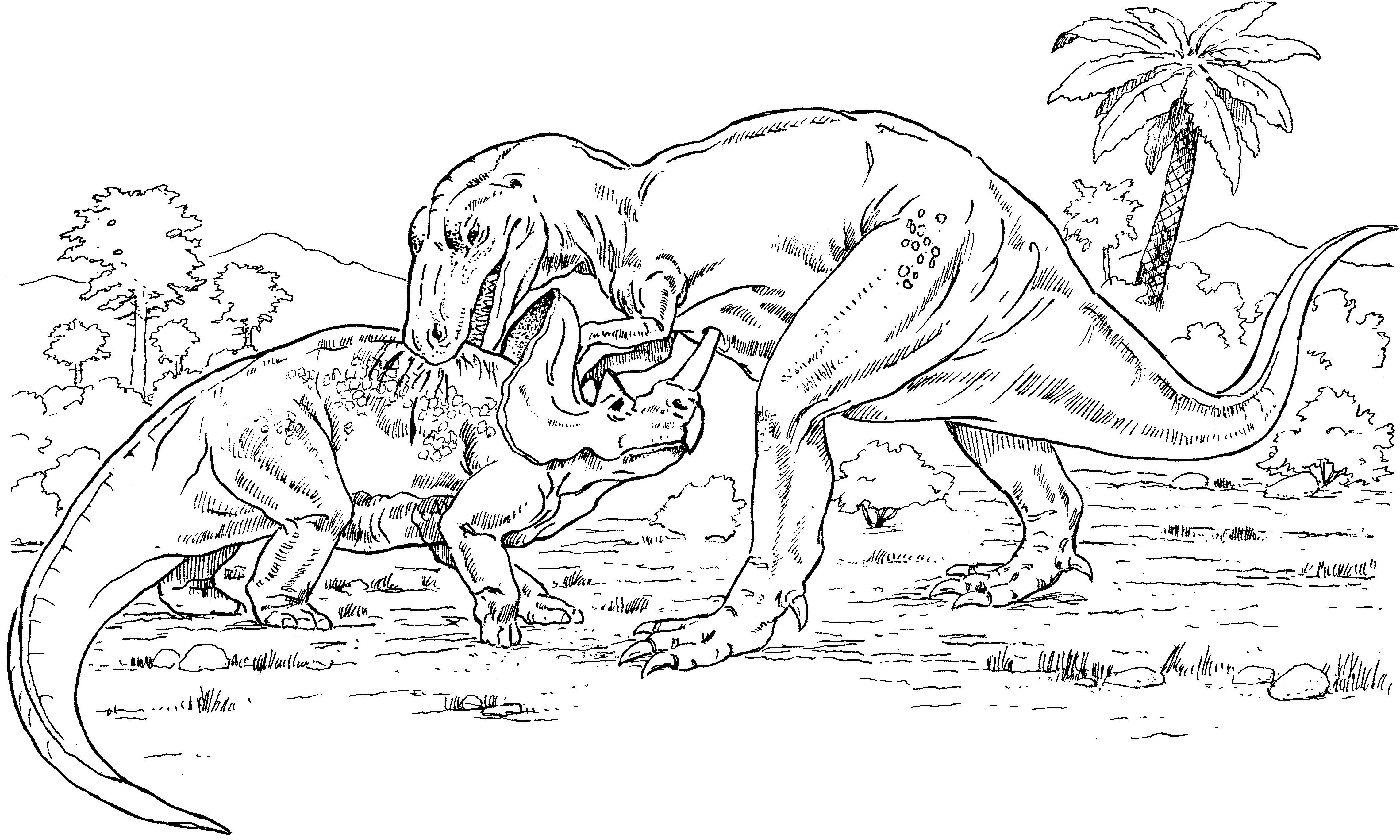 t rex vs triceratops coloring pages