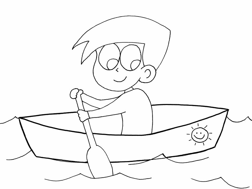 boy canoeing coloring pages