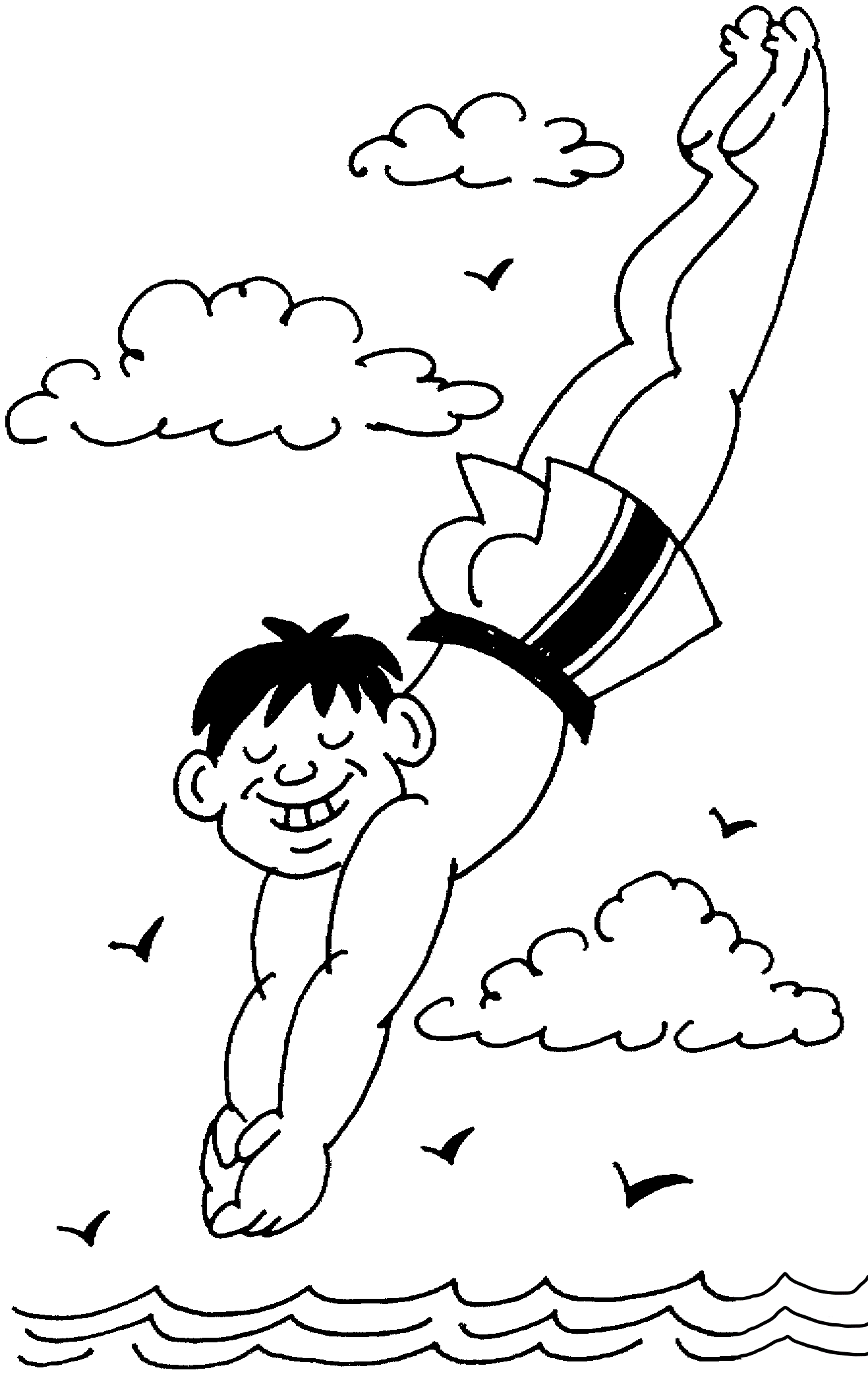 boy swimming coloring pages