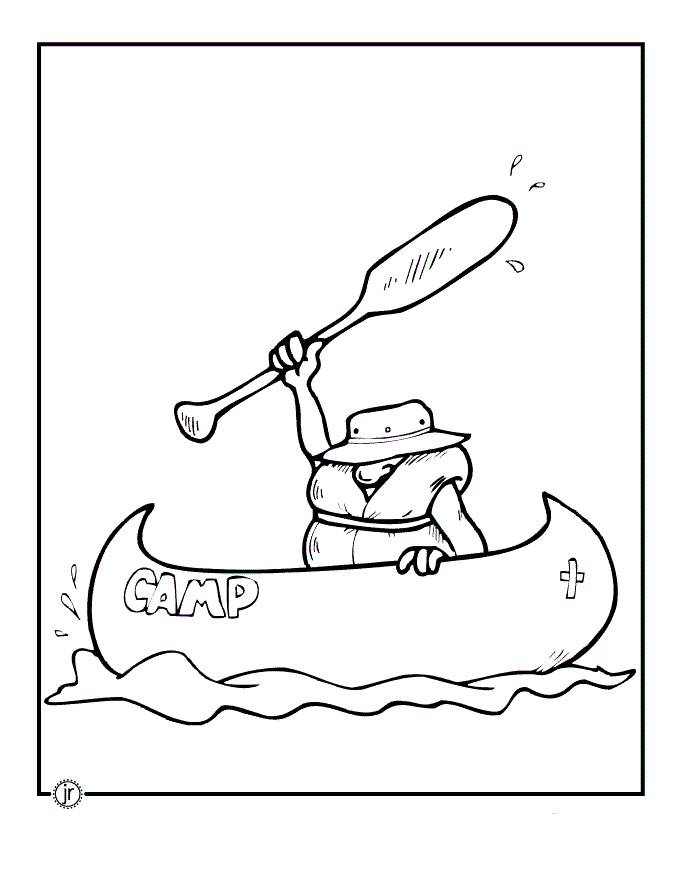 camp canoeing coloring pages