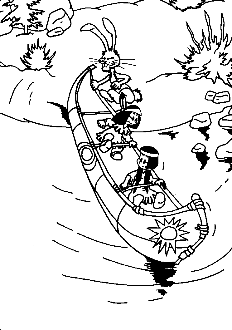 cartoon canoeing coloring pages