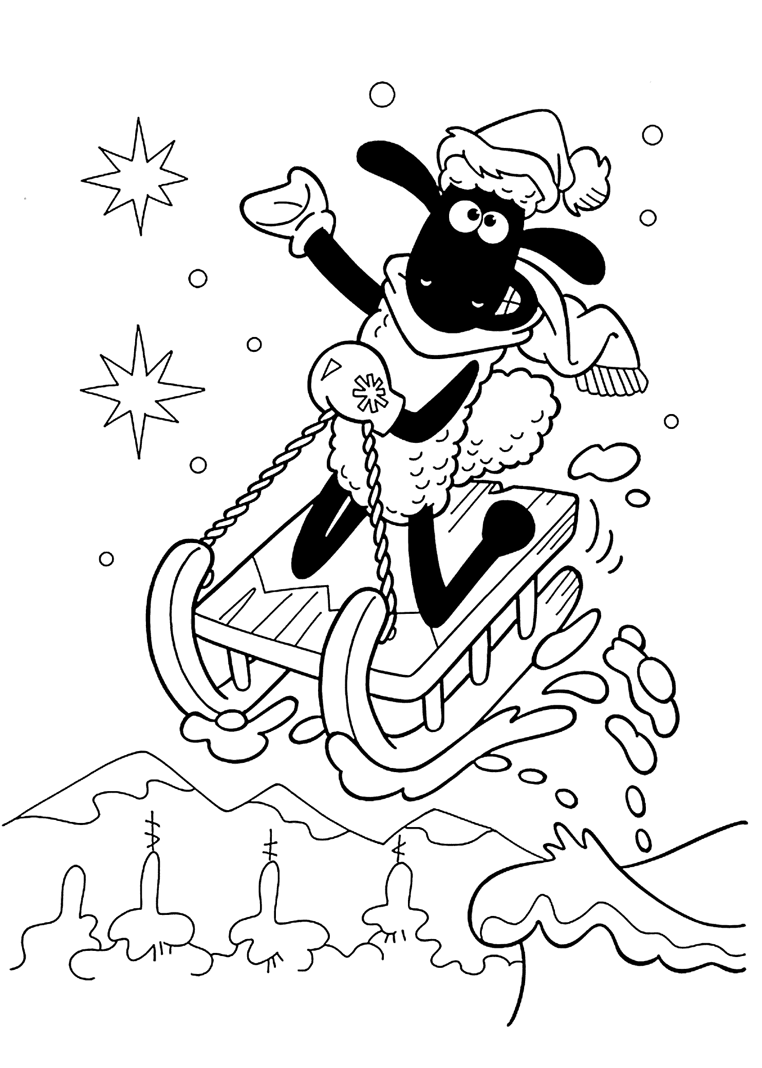 cartoon sledding coloring pages