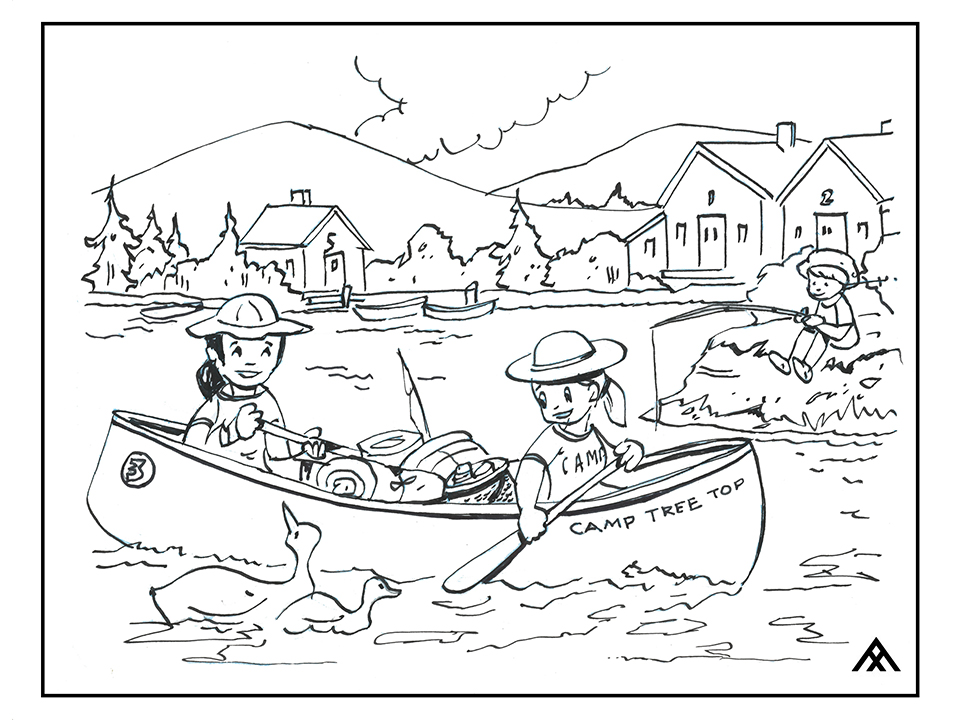 family canoeing coloring pages