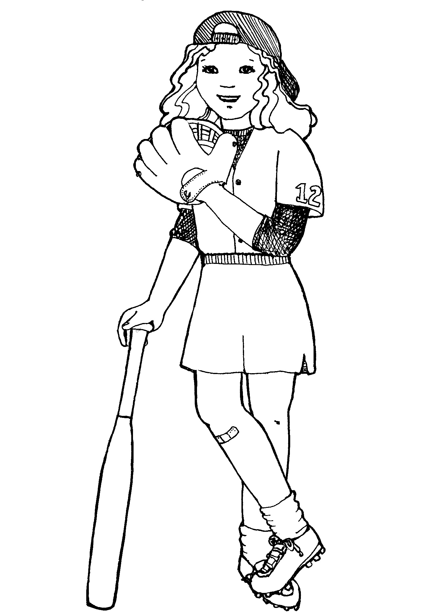 girl softball coloring pages