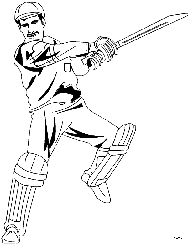 hitting stroke in offside cricket sport coloring pages