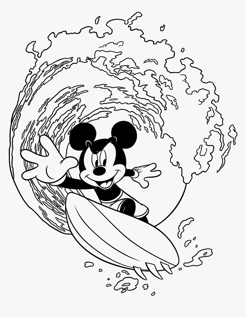 mickey mouse surfing coloring pages