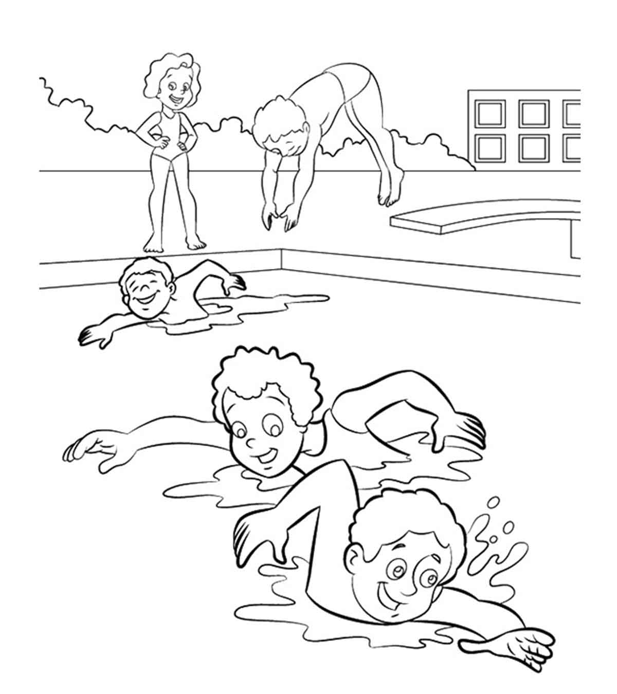 swimming coloring pages