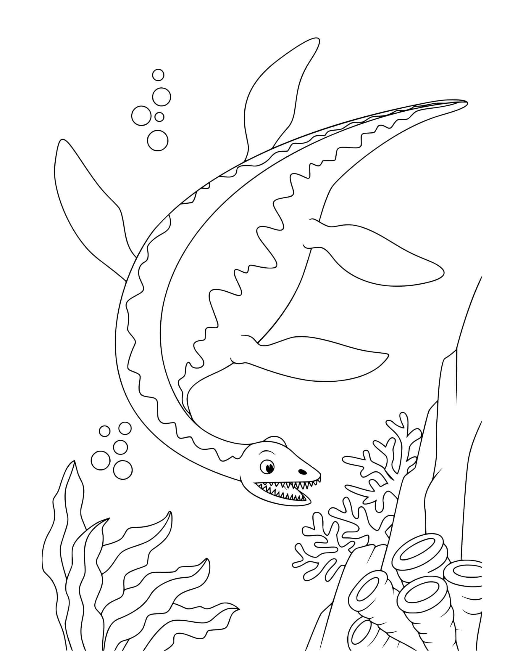 swimming dinosaur coloring pages