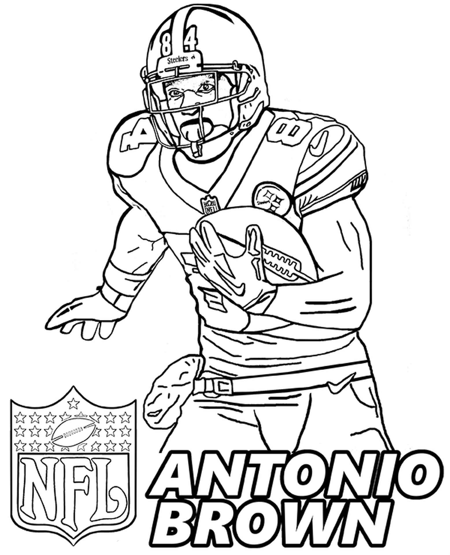 antonio brown plays american football coloring sheet
