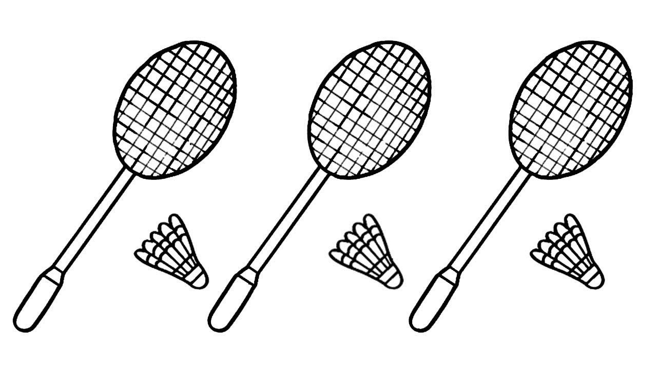 badminton racquets coloring pages