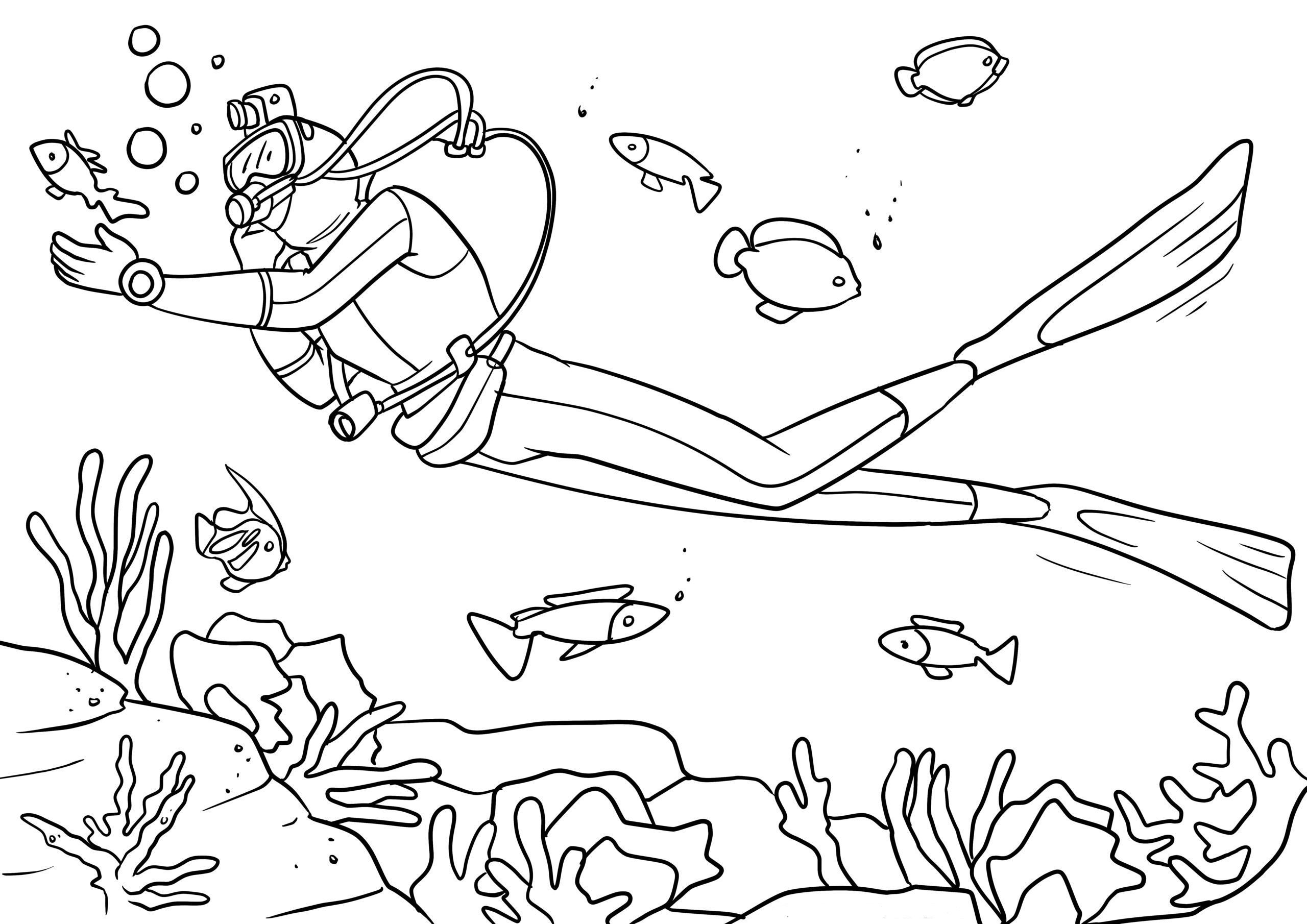 coloring pages diving