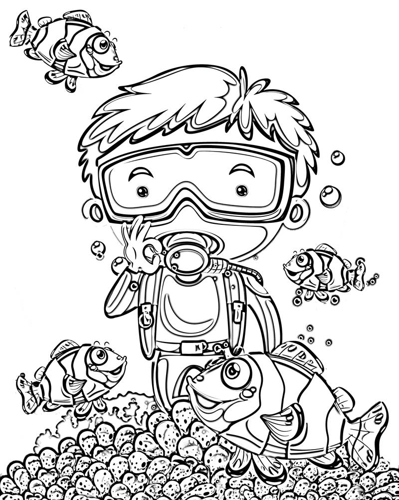 diving coloring pages free