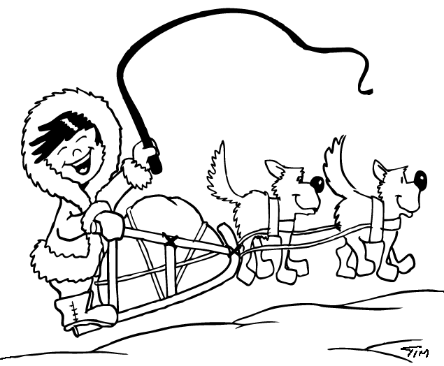 dog sled coloring pages