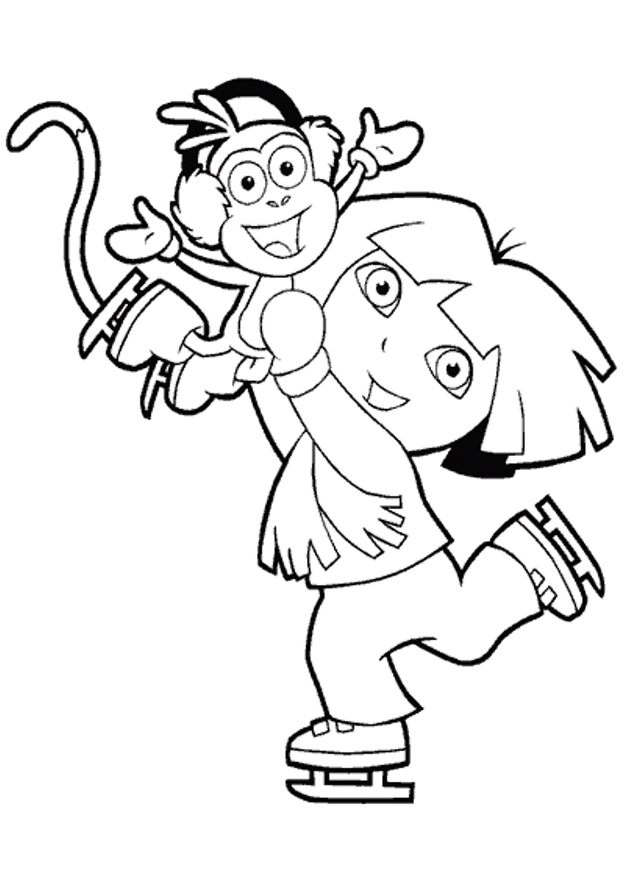 dora ice skating coloring pages