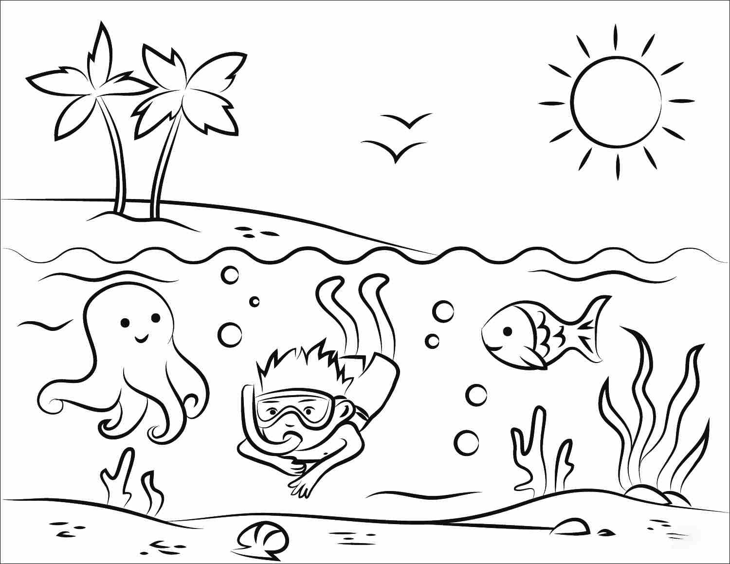 free diving coloring pages