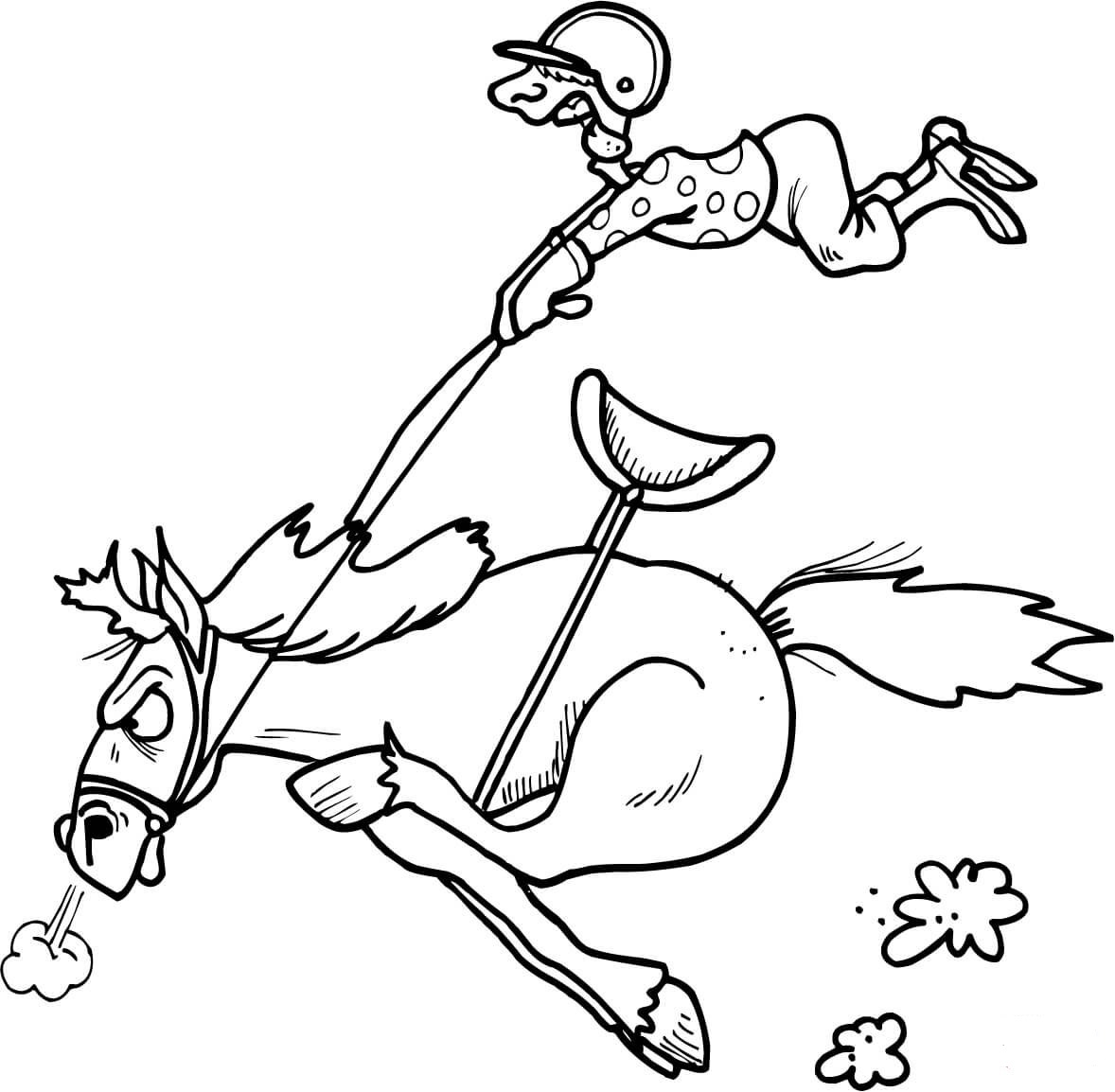 funny horse racing colouring pages
