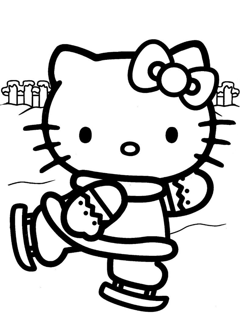 hello kitty ice skating coloring pages