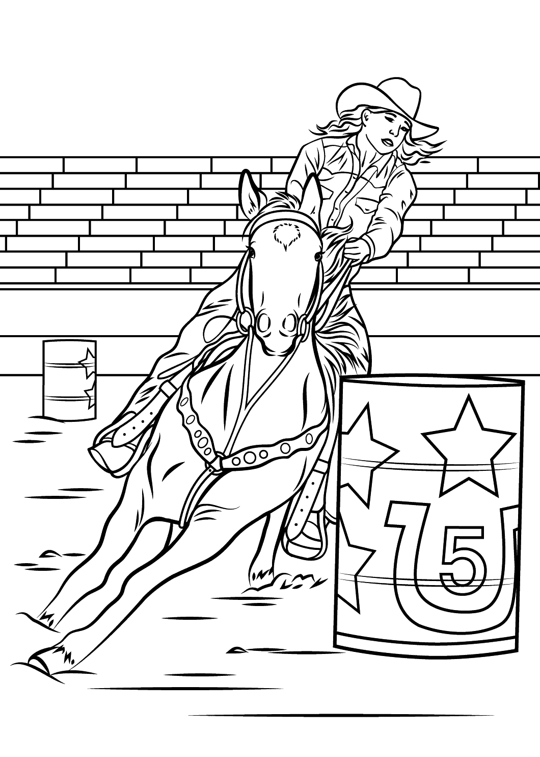 horse barrel racing coloring pages