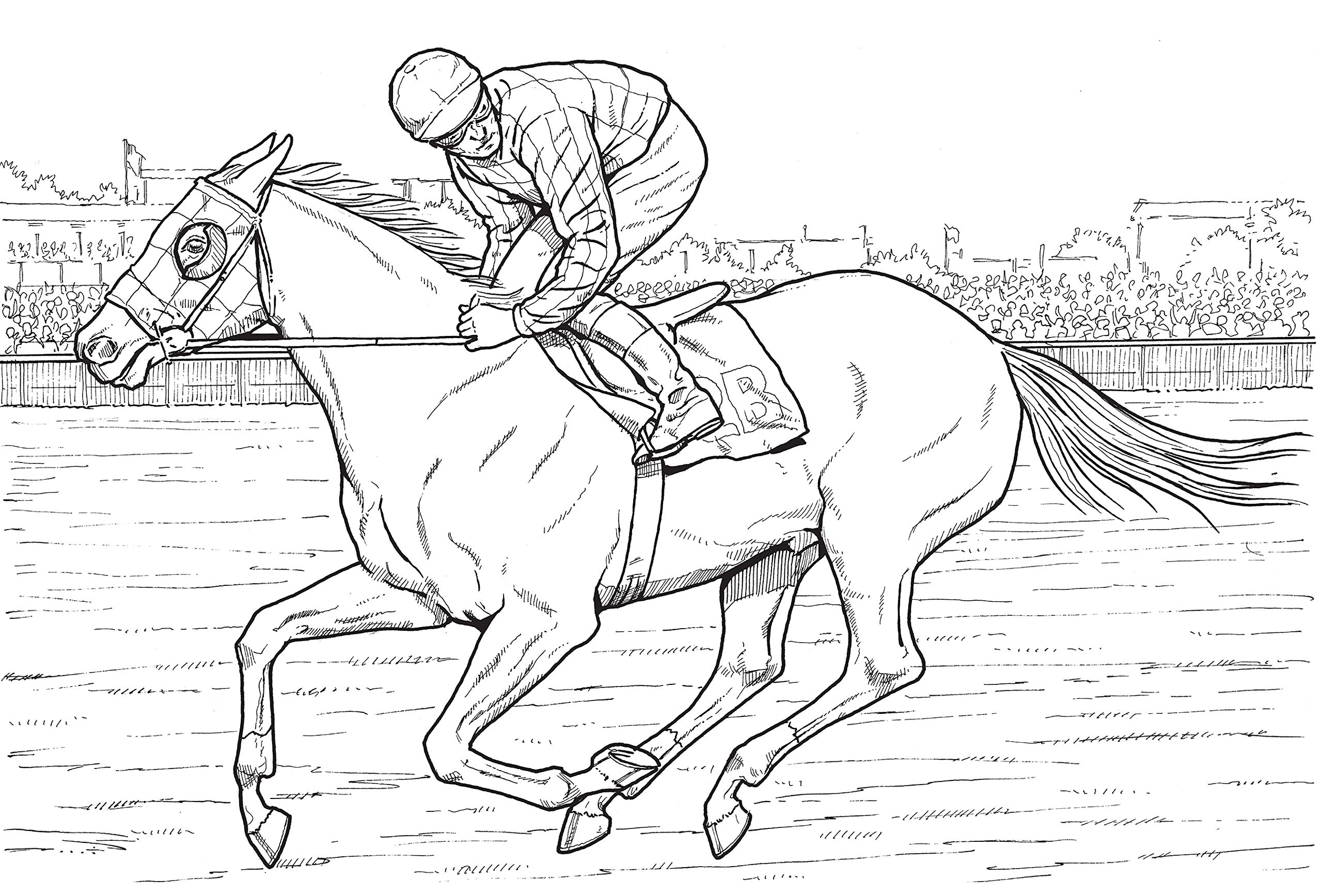 horse racing colouring pages