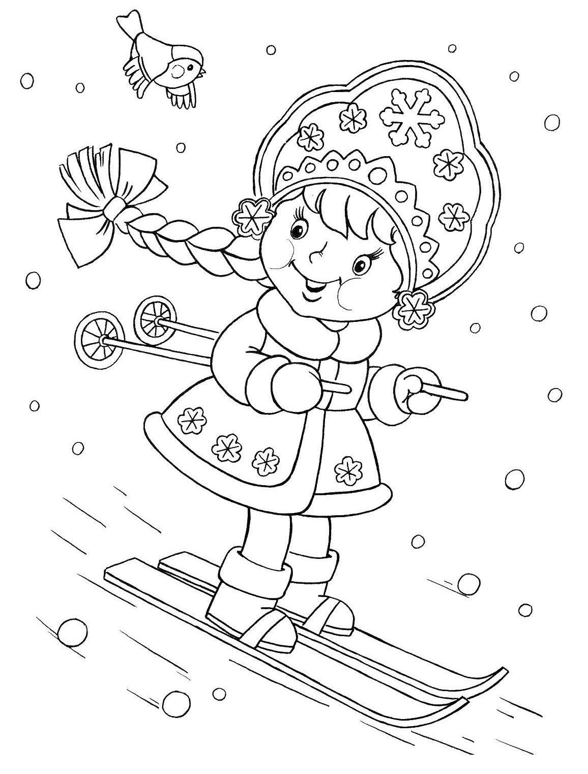 skiing coloring pages for kids