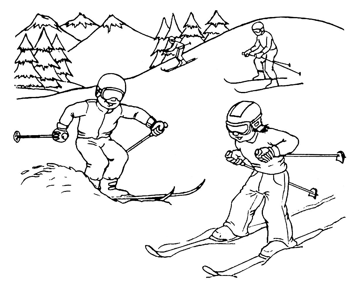 skiing coloring pages to print