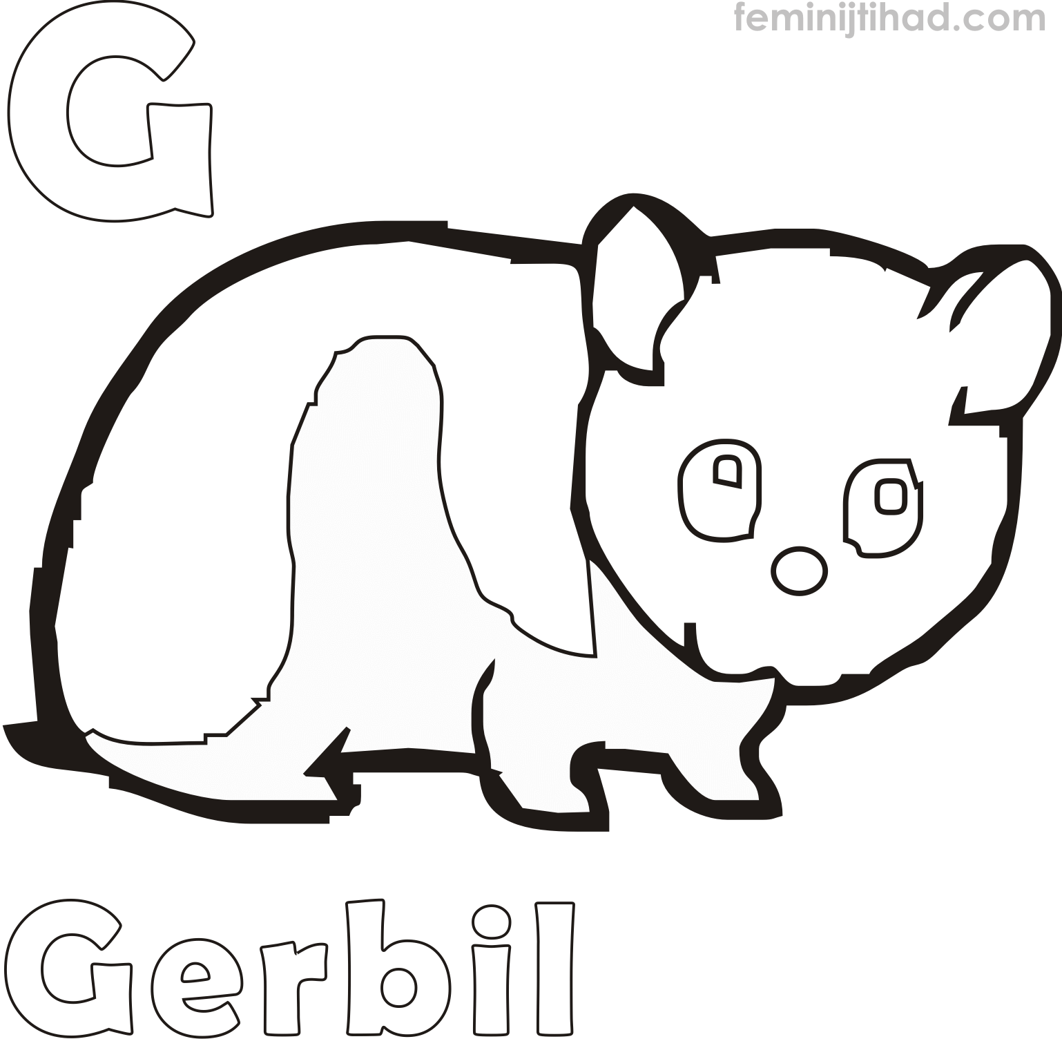 coloring page of a gerbil