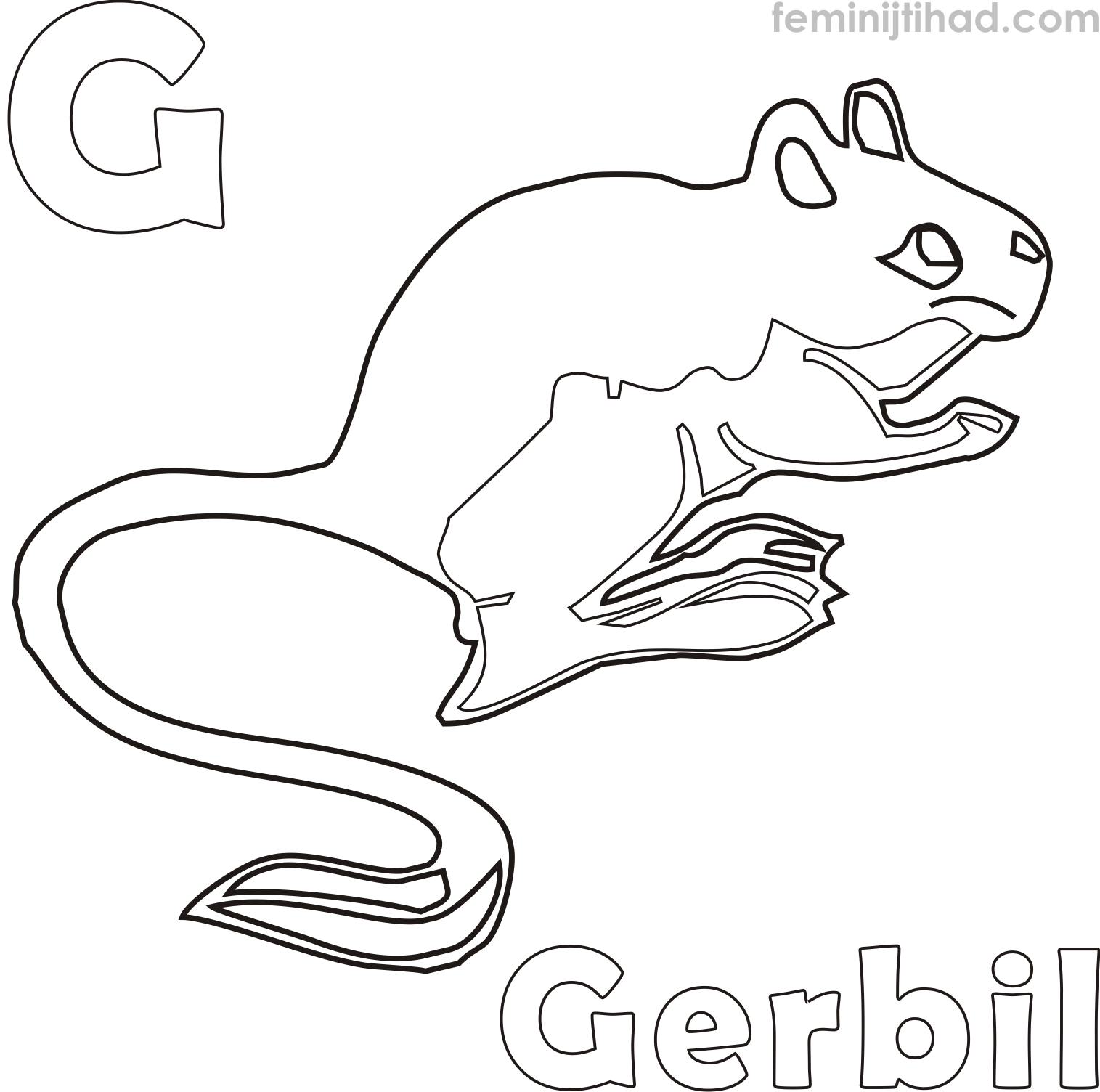 coloring page of a gerbil free