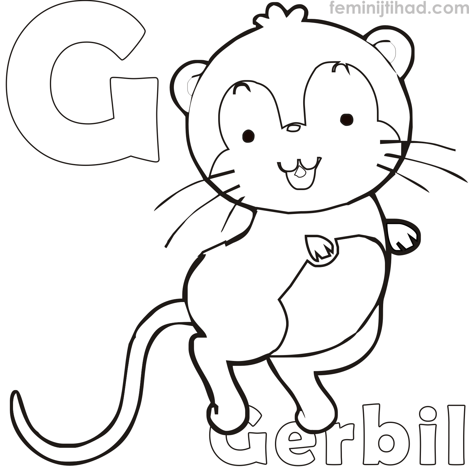 coloring page of a gerbil printable